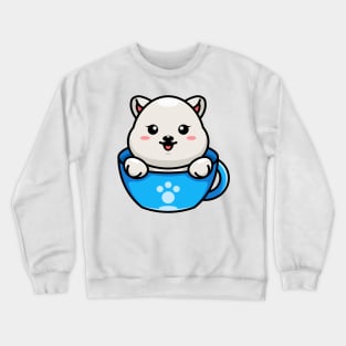 Cute polar bear on cup coffee cartoon Crewneck Sweatshirt